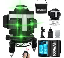 Comprar Nivel Láser 16 Líneas Con 2 Baterías Y Control Remoto 360° BOWOSHEN, 4D Nivelador Láser Autonivelante Con Líneas De Horizontales Verticales Verde Cruzada