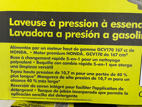 Hidrolavadora Ryobi 3100 Psi Con Motor Honda Gcv 170 A Nafa