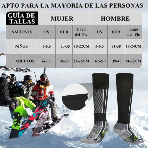 2 Pares Calcetines Termicos Nieve Invierno,calcetines De