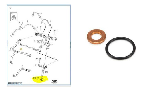 Golilla Inyector Con Oring Volvo S60 Xc60 D3 D4