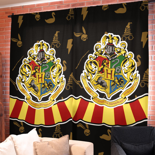 Cortina 2x1,45m Harry Potter Preto Decoração Potterheads