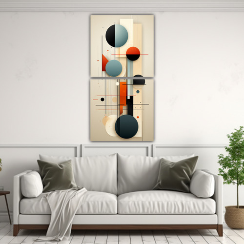160x80cm Cuadro Estilo Galería Líneas Neutras Flores
