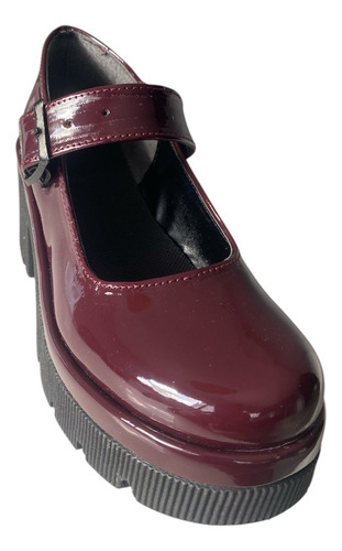 Guillerminas Mary Jane Zapatos Plataforma Tira Hebilla Bordo Charol 38