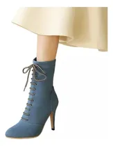 Comprar Botas Vaqueras Casuales Con Cordones De Tacón Alto