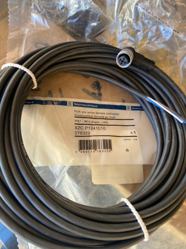 Imagen 1 de 3 de Cable Sensor, Telemecanique, Xzcp1241l10, M12, 4 Pin, 10 Mt.