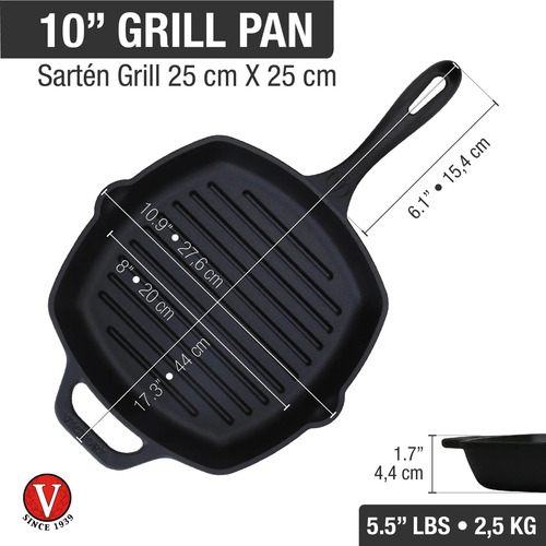 Set Sarten 16cm+ Grill + Olla Cooker Hierro Fundido Victoria