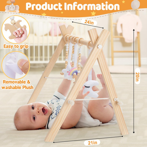 Gimnasio De Madera Para Bebés Con Actividades Múltiples