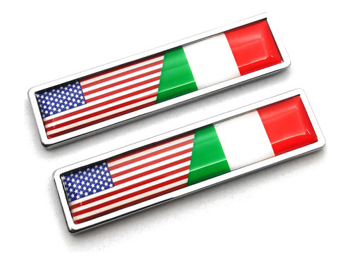 2 Calcomanias De Metal 3d De La Bandera Italiana Americana D