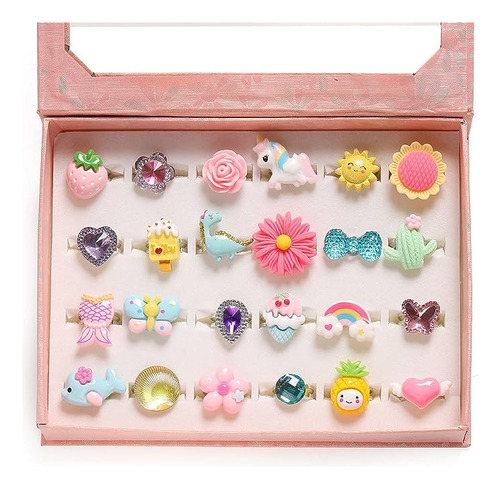 Caja Anillos Ajustables Niñas - Juguete Infantil Princesas