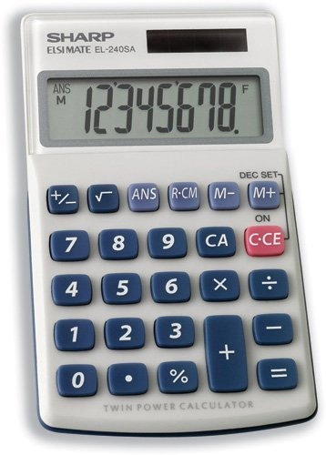 Sharp Calculadora Handheld Batería Solar-power 8 dígitos, 3 