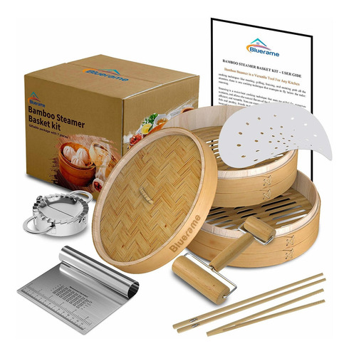 Bamboo Steamer Basket Kit 10 Pulgada With Lid,dumpling Ma