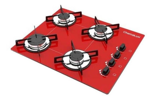 Fogão Cooktop Gás Chamalux 4 Bocas Ultra Chama Vermelho 127v/220v