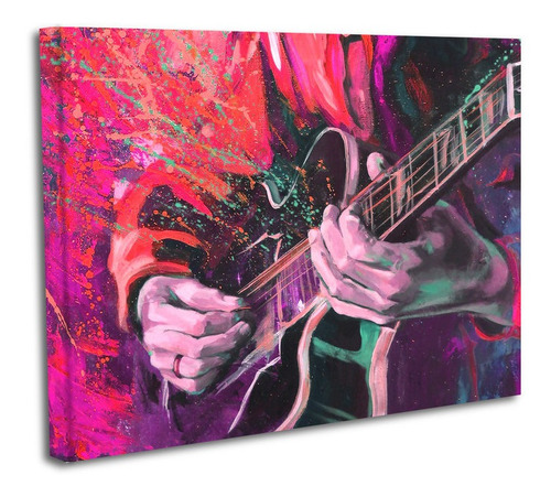 Cuadro Lienzo Canvas 45x60cm Pintura Guitarrista Tipo Oleo