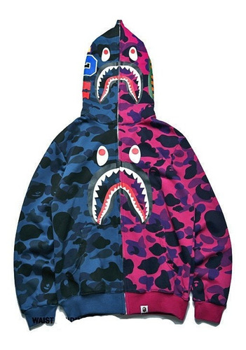Buzo Con Capota Unisex Moda Shark Camuflaje Doble Color