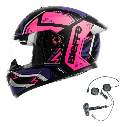 Capacete Bieffe B12 Phanton Feminino Rosa Moto Smart Trip