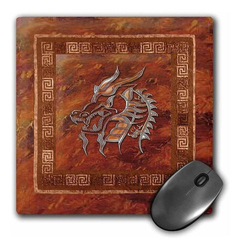 3drose Llc 8 x 8 x 0.25 inches Mouse Pad, Oro Dragón Sobr