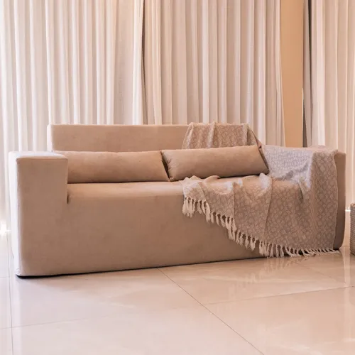 Sofá 3 Lugares Expansivo Living Decorativo Sala Em Caixa