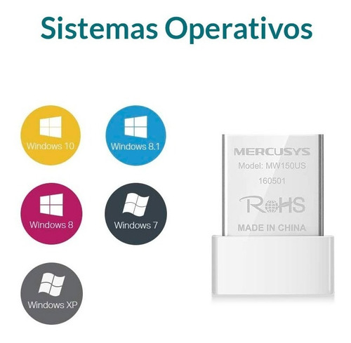 Imagen 5 de 8 de Adaptador De Red Wifi Usb Nano 150mbps Mw150us Mercusys