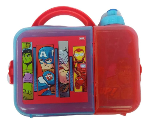 Lonchera Fun Kids Rectangular Avengers Con Botella Azul
