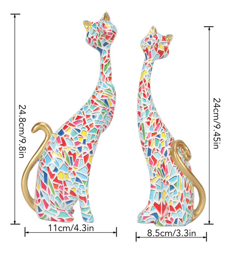 Estatuas Abstractas De Gatos, 2 Piezas, Figuras De Resina