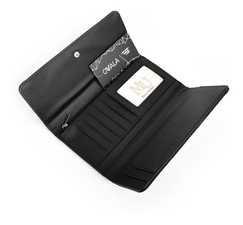 Billetera Fichero Mujer Simil Cuero Negra Tachas Miss Unique