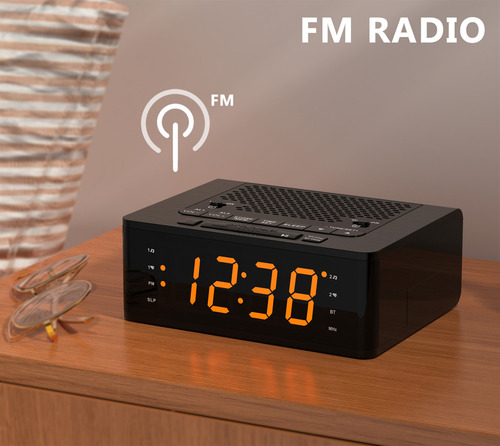 Reloj Despertador Digital Radio Fm Led Con Bocina Bluetooth 12h/24h Decor Hogar