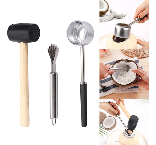 Kit De Herramientas De Apertura De Cocos De 3 Unidades Para