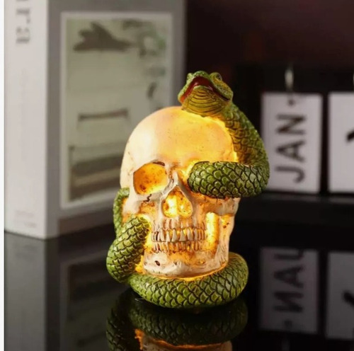 Lámpara Recargable Solar Diseño Halloween Con Estaca Jardin Craneo Serpiente