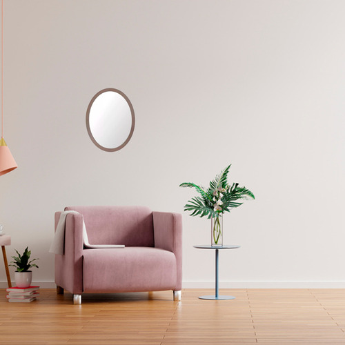 Espejo Ovalo Marco Madera Aesthetic Pared Hogar Decora