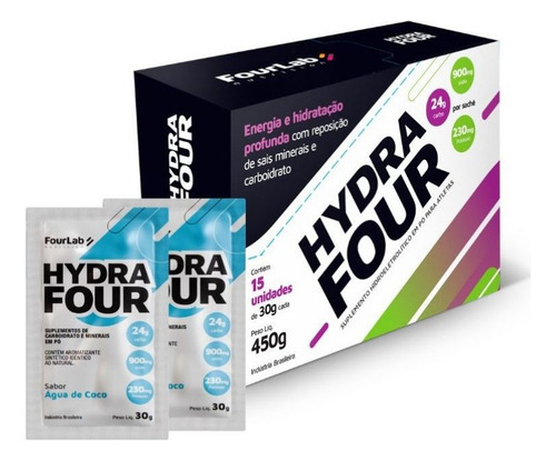 Hydrafour 30g Repositor Eletrólitos Fourlab (cx 15 Sachês) Sabor Agua De Coco