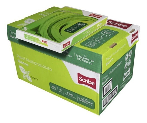 Papel Cortado Scribe Ecológico Carta 75gr Caja C/5000 Hojas