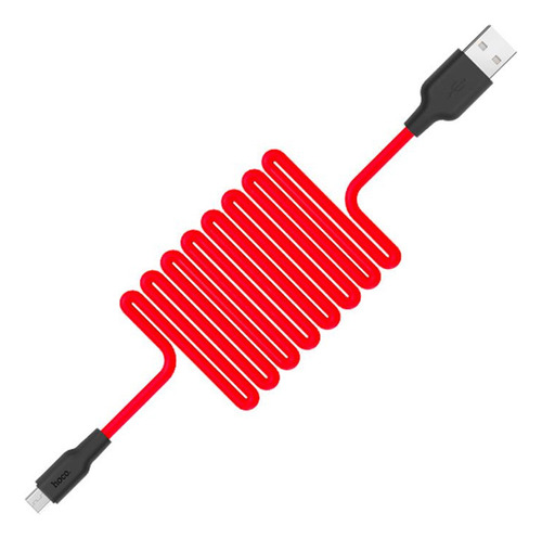 Cable Usb A Micro Usb V8 1m Hoco X21 Rojo De Silicona