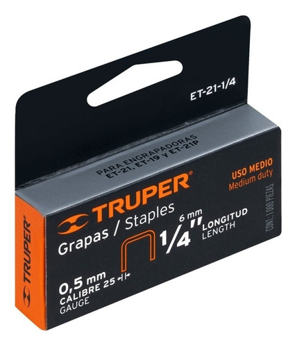 Grapa Profesional 6mm Pack 10.000 Und Truper