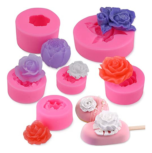 3d Rose Flower Silicone Molds Set, 6 Pcs Rose Silicone ...