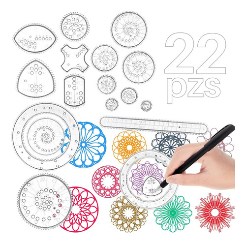 Set 22 Engranajes Juego Espirógrafo Dibujo Espiral Niños F