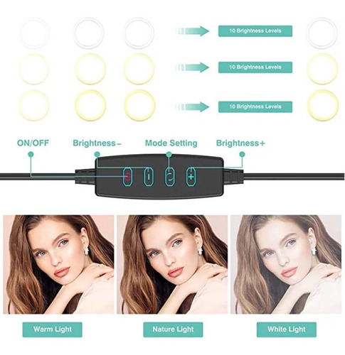Imagen 5 de 6 de Aro Selfie Led 10 Pulgadas, Maquillaje,youtuber,tik Tok