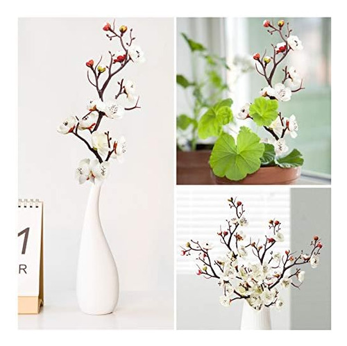 Liucogxi 4 Ramas De Flores De Ciruelo De Seda Artificial Bla