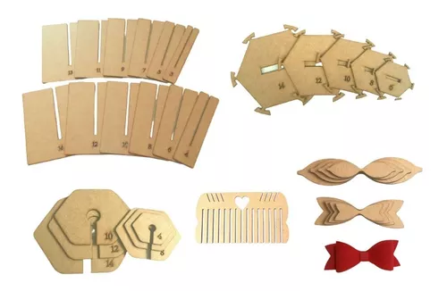 KIT MOLDE MDF (LAÇO FOFINHO) - 9 PEÇAS