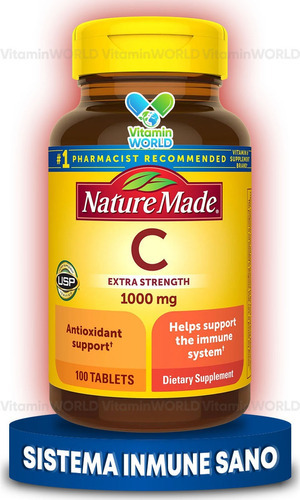 Nature Made Vitamina C De 1000 Mg Antioxidantes 100 Tabletas Sabor Sin Sabor