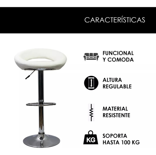 Kit 3 Bancos Taburete Giratorio Bar Barra Comedor Boss Acabado De La Estructura Cromado Color Blanco
