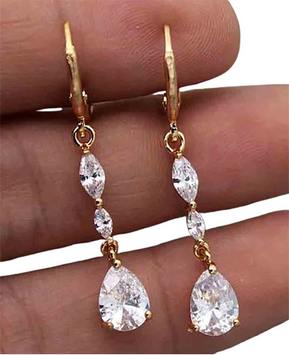 Aretes Oro Laminado De 18k Y Zircones Cúbicos Sw1