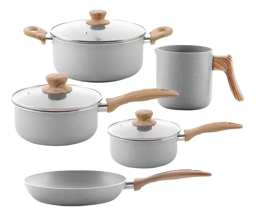 Conjunto Completo: 5 Panelas Brinox Ceramic Life Cinza - foto 1
