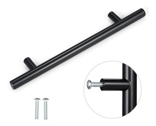 Jaladera De Barra Negra Acero Inoxidable 12.4 Cm Handy Home Color Negro Mate
