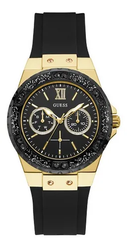 Reloj Guess Mujer W1053l7 Acero Dorado Cristales Caucho