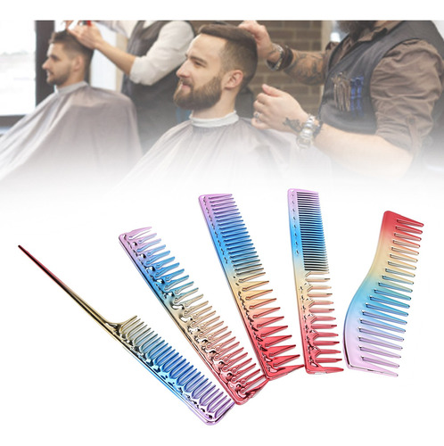 Juego De Peine De Corte De Pelo, 5 Piezas De Aluminio Degrad