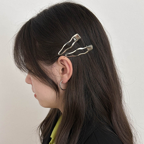 Pinza Para El Pelo (t2) Con Línea De Metal, Elegante, Broche
