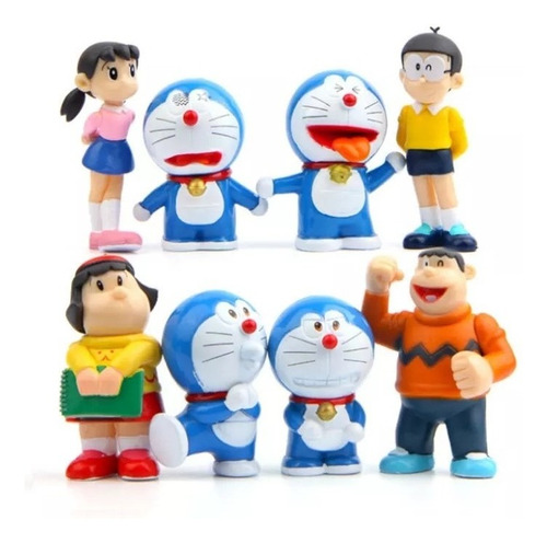 Doraemon El Gato Cósmico Colección X 8 Figuras En Bolsa