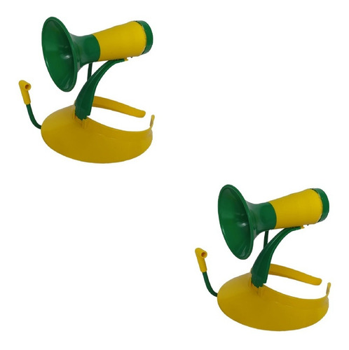 2 Viseira C/ Corneta Vuvuzela Divertida Brasil Copa Do Mundo