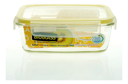 Contenedor Rectangular Con Tapa Vidrio 820ml Komax