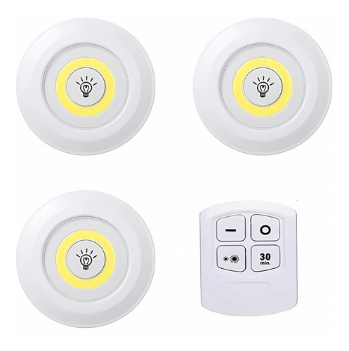 Set 3 Luz Led Inalambricas Control Remoto Timer Dimer